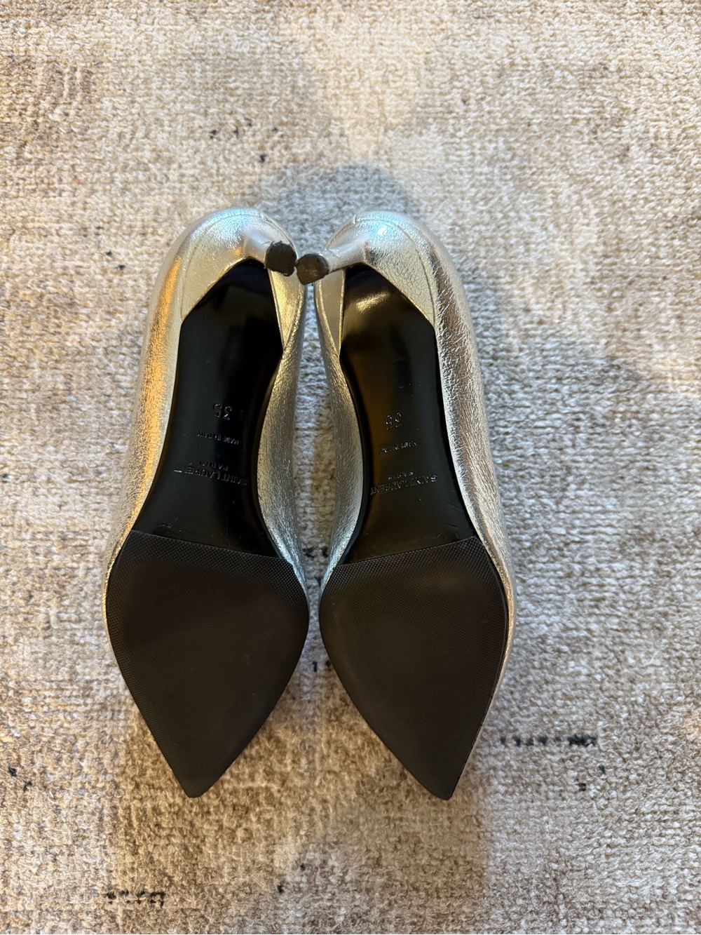 Saint Laurent Metallic Silver Pointed Toe Pumps for Women - Picture 2 of 7